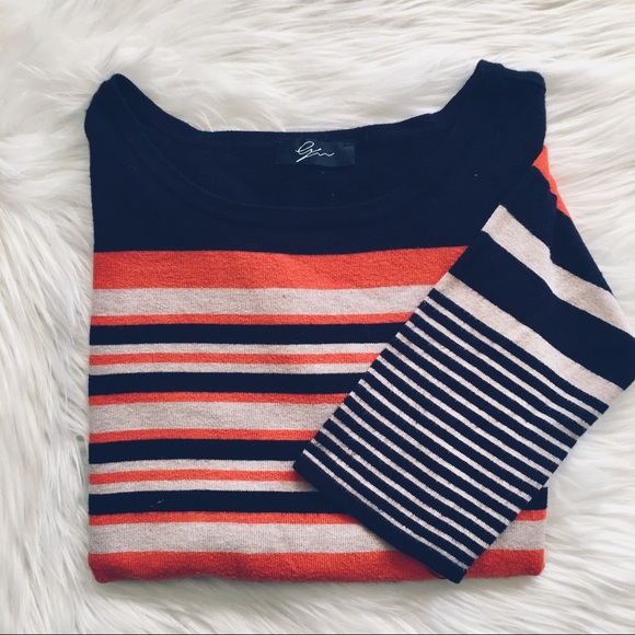 EYN Sweaters - EYN Striped Sweater with 3/4 Sleeves